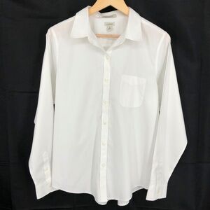 LL Bean Mens Button Front Shirt Size Medium‎ Regular White Wrinkle Free Pocket